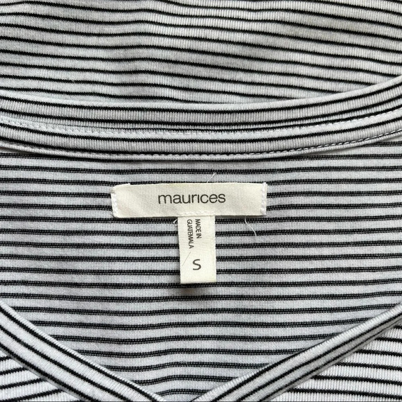 Maurices Black & White Be You Striped V-neck Graphic Tee Small Women’s - Picture 9 of 11